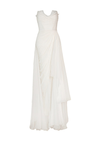 white and gold prom dress Ava Presley Metallic Ruffle Prom Dress 40049